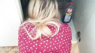 Stepsister quick fuck while she is cleaning