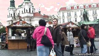 Old tourist granny picked up and fucked by kinky boy