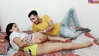 Tremendous blowjob I give my stepsister's boyfriend his big cock while she is not at home - Porn in Spanish