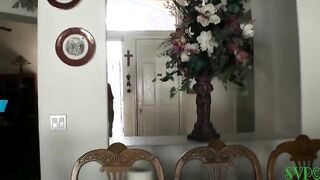 Stepson catches step-mom naked outside