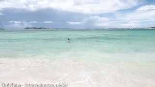 Wife sharing on nudist beach while hubby records, teenage slut gets fucked by a random guy on a nudist beach