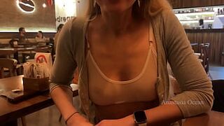 First date and I am in transparent top in public cafe full of people. Shows naked niples in the end