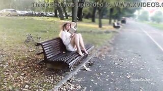 My wife is flashing her pussy to people in park. No panties in public.